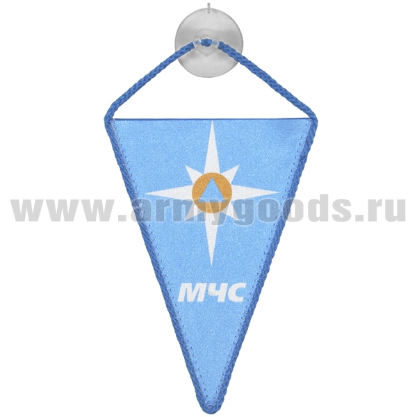 Вымпел шелкография автомобильный на присоске МЧС (треугольный)