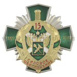 Значок мет. 15 лет силовому обеспечению 1993-2008 (ФТС России) зел. крест с накл., заливка смолой