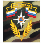 Футболка с вышивкой на груди МЧС России (эмблема с флагом) зел. КМФ