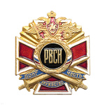 Значок мет. РВСН буквы (серия ДЧМ (крест и мечи)