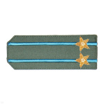 Погоны из рубаш. ткани оливк. с вышит. 2 голуб. просв., вышит. канителью (подполковник)