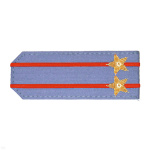 Погоны из рубаш. ткани серо-голуб. с вышит. 2 красн. просв., вышит. канителью (подполковник)