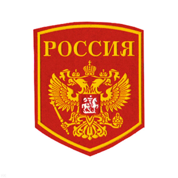 Шеврон пластизолевый Россия (5-уг. с гербом) красн.
