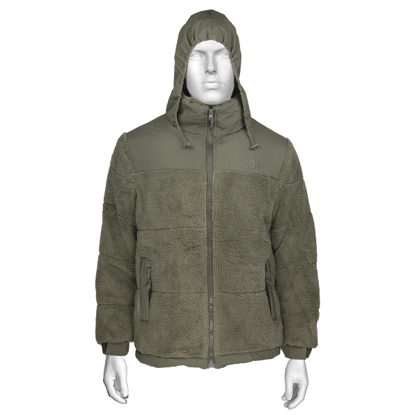 Кртк комбинированная (ткань + иск. мех) The North Face (с капюшоном) на молнии оливковая