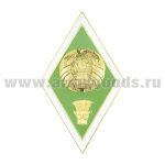 Значок мет. Ромб РБ Высшее сельскохозяйственное образование (латунь, хол.эм. с накладкой)