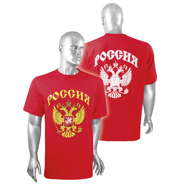 Футболка с рисунком краской Россия (красная)