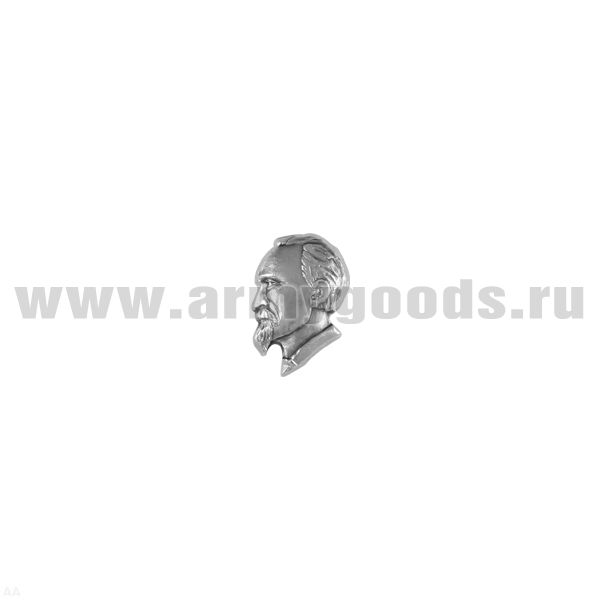 Значок мет. Дзержинский (голова на пимсе) h=2 см серебр.