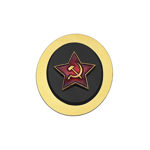 Кокарда мет. МП (звезда 23 мм) нерж. сталь с зол. напылением и пласт. накладкой