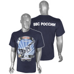 Футболка с рис краской Су-35 ВВС России (темно-синяя)