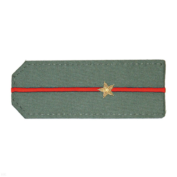 Погоны из рубаш. ткани оливк. с вышит. 1 красн. просв., вышит. канителью (мл. лейтенант)