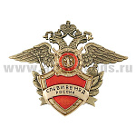 Значок мет. СПб ВИ ВВ МВД России (золотой орел, красная эмаль)