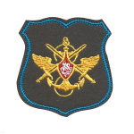 Шеврон вышит. Знак принадлежности к МО (серый с голубым кантом) щит