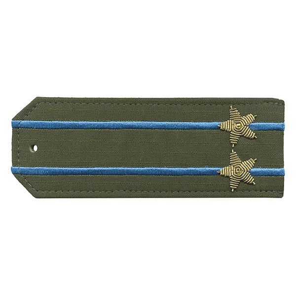 Погоны из рубаш. ткани оливк. (Rip-Stop) c 2 вышит. голуб. пр. вышит. канит. (подполковник) на костюм офисный