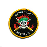 Шеврон вышит. Mercenaries never die (череп в зел. берете)