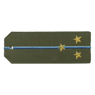 Погоны «машинная вышивка» оливк. (ткань rip-stop) c 1 вышит. голуб. просв. с вышитыми звездами (ст. лейтенант) на костюм офисный