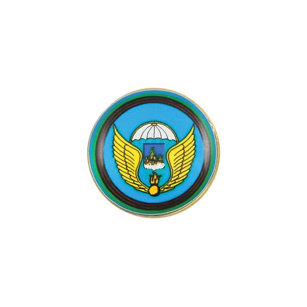 Значок мет. В.ч. 71211 (ВДВ, Кострома) (мал., круглый, смола, на пимсе) в виде шеврона