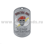Жетон (нерж. ст., эмал.) Kill'em All (череп в крап. берете)