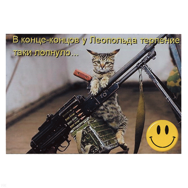 Магнит виниловый (гибкий) со смайликом В конце-концов у Леопольда терпение таки лопнуло...