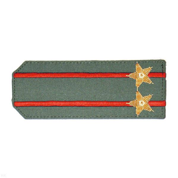 Погоны из рубаш. ткани оливк. с вышит. 2 красн. просв., вышит. канителью (подполковник)