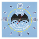 Часы настенные стеклянные Военная разведка ВС РФ (28x28 см)