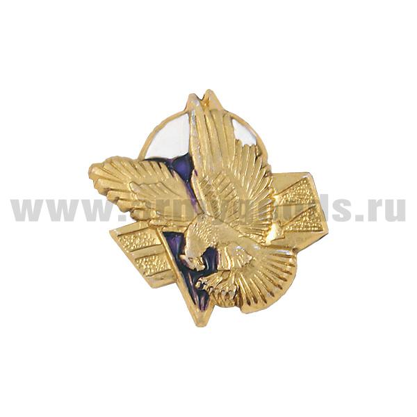 Значок мет. Орел ВДВ с парашютом и стрелами (мал.) алюм.