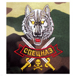 Футболка с вышивкой на груди Спецназ (волк) зел. КМФ