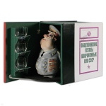 Фляга фарф. (0,5 л) + 3 стекл. рюмки в трехтомнике Генерал