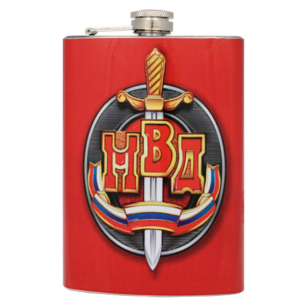 Фляга нерж/ст с цв.рис. МВД / Вор должен сидеть в тюрьме! (Жеглов, Шарапов)