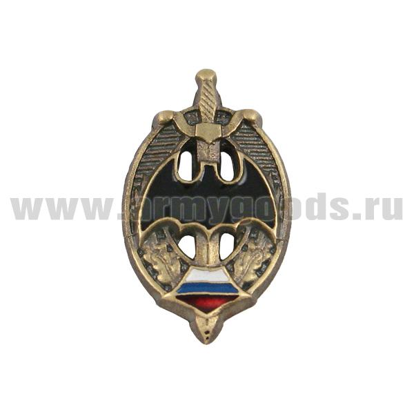 Значок мет. Летучая мышь на мече (в овале) мал., на пимсе