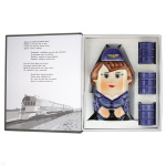 Фляга фарф. (0,25 л) + 3 рюмки в книжке-обманке Проводница