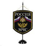 Вымпел вышит. на подст. Россия МЧС (с каской ГПС, черн. фон)