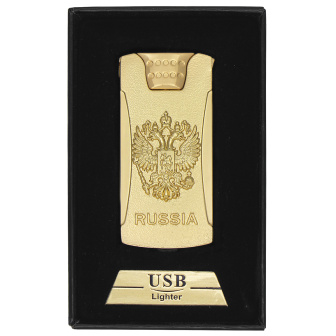 Зажигалка спиральная со шнуром USB RUSSIA/Россия (Герб РФ)