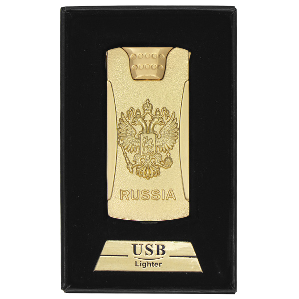 Зажигалка спиральная со шнуром USB RUSSIA/Россия (Герб РФ)