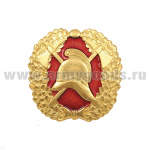 Значок мет. Каска ГПС в венке (на красном фоне)
