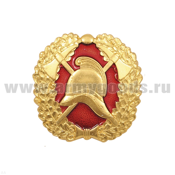Значок мет. Каска ГПС в венке (на красном фоне)