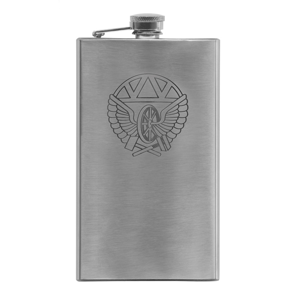 Фляга нерж/ст с лазерной гравировкой ЖДВ (8, 9 или 10 OZ;  240, 270 или 300 мл)