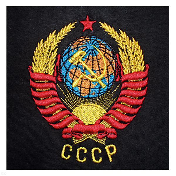 Футболка с вышивкой на груди СССР (герб), черная