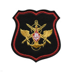 Шеврон вышит. Знак принадлежности к МО (черный с красным кантом) щит