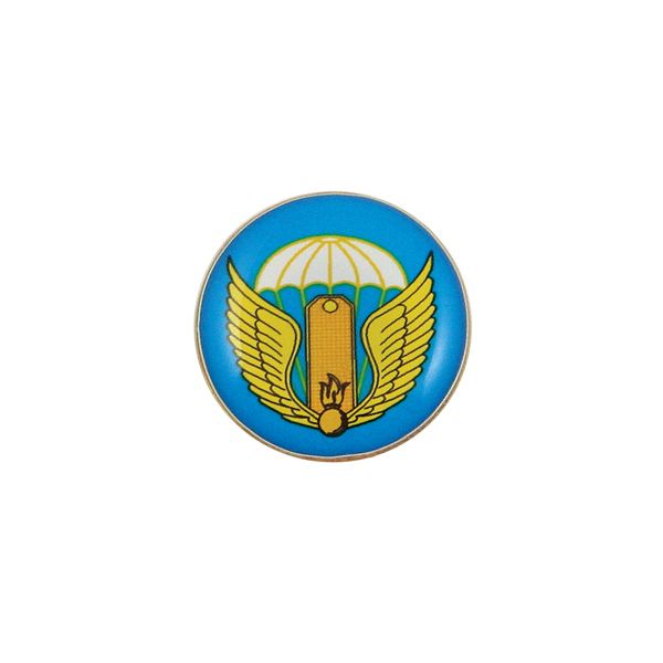 Значок мет. 242 УЦ ВДВ (мал., круглый, смола, на пимсе) эмблема нов/обр
