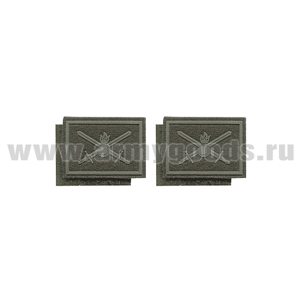 Нашивки пластизолевые Сухопутные войска (нов/обр, оливк.) петличные эмблемы на липучке