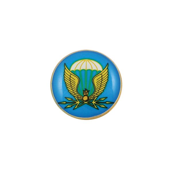 Значок мет. 38 отдельный полк связи ВДВ (мал., круглый, смола, на пимсе)