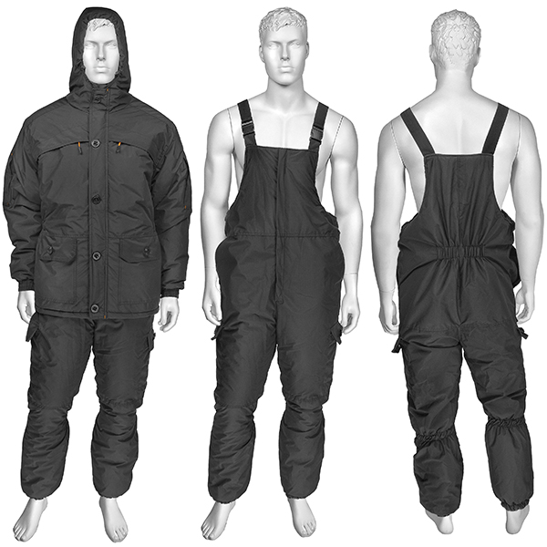 Костюм зим. серия "H&S" черный (фольгированный подклад на куртке и полукомбинезоне)