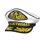 Фуражка сувенирная капитанка белая Севастополь (с вышитым козырьком)