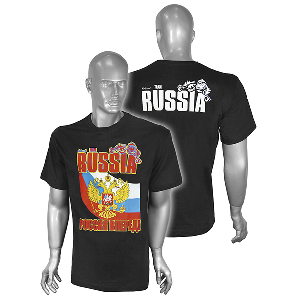 Футболка с рисунком краской Россия вперед! National Team Russia (с орлом РФ) черная