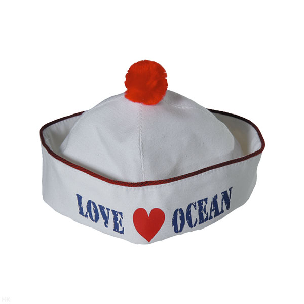 Боцманка белая с помпоном красным Love ocean